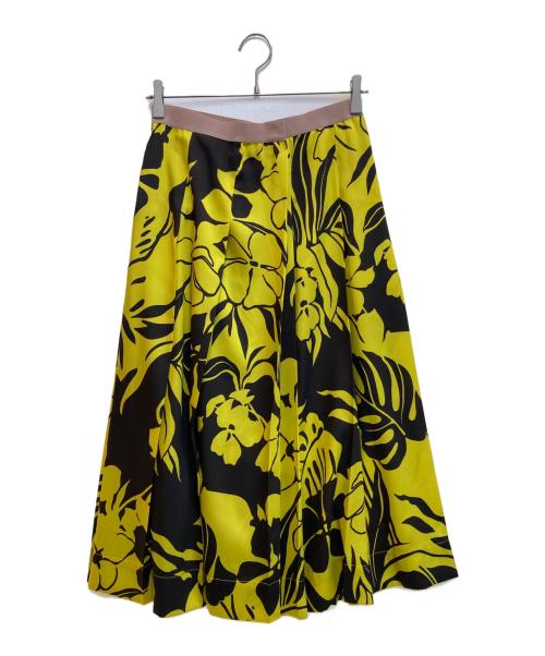 N°21（ヌメロヴェントゥーノ）N°21 (ヌメロヴェントゥーノ) フラワージャングルプリントスカート イエロー×ブラウン サイズ:38の古着・服飾アイテム