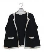 MADISON BLUEマディソンブルー）の古着「NO COLLAR SHORT JK」｜ブラック×ホワイト