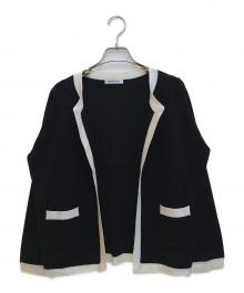 MADISON BLUE（マディソンブルー）の古着「NO COLLAR SHORT JK」｜ブラック×ホワイト