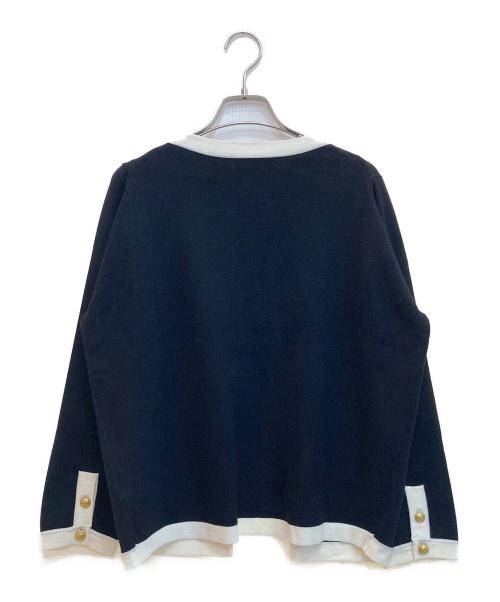 MADISON BLUE（マディソンブルー）MADISON BLUE (マディソンブルー) NO COLLAR SHORT JK ブラック×ホワイト サイズ:Sの古着・服飾アイテム