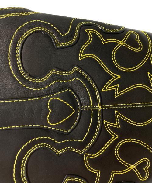 GANNI（ガニー）GANNI (ガニー) ミッドシャフト エンブロイダリー ウエスタンブーツ ブラック×イエロー サイズ:25cmの古着・服飾アイテム