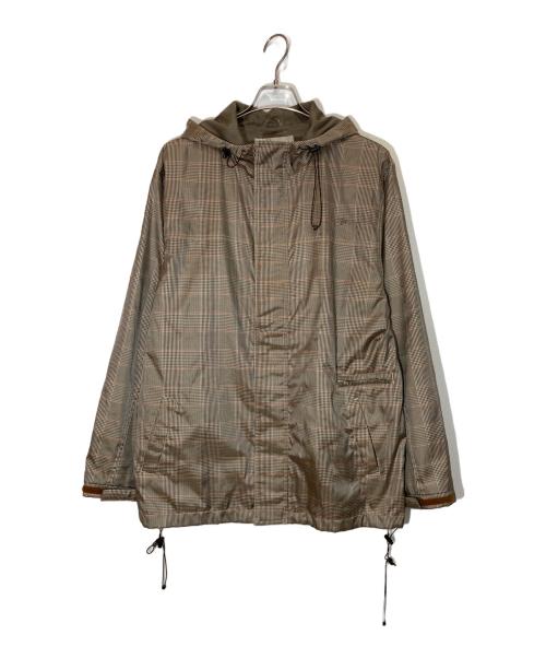 stussy（ステューシー）stussy (ステューシー) チェック柄フーデッドジャケット ブラウン×ベージュ サイズ:Ⅿの古着・服飾アイテム