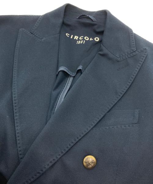 CIRCOLO 1901（チルコロ1901）Circolo 1901 (チルコロ1901) ピケジャージーダブルジャケット ネイビー サイズ:46の古着・服飾アイテム
