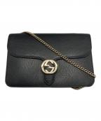 GUCCIグッチ）の古着「インターロッキングG チェーンショルダーバッグ」｜ブラック