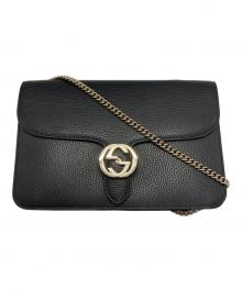 GUCCI（グッチ）の古着「インターロッキングG チェーンショルダーバッグ」｜ブラック