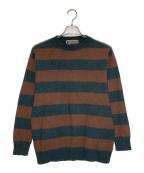 stussyステューシー）の古着「ボーダーニット」｜ブラウン×グリーン