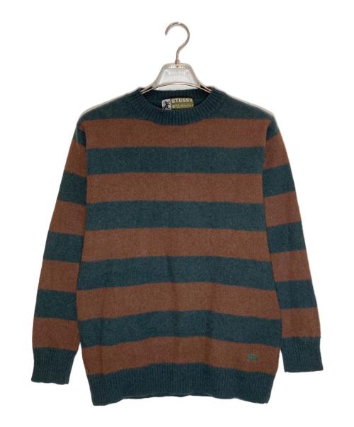 stussy（ステューシー）stussy (ステューシー) ボーダーニット ブラウン×グリーン サイズ:Sの古着・服飾アイテム