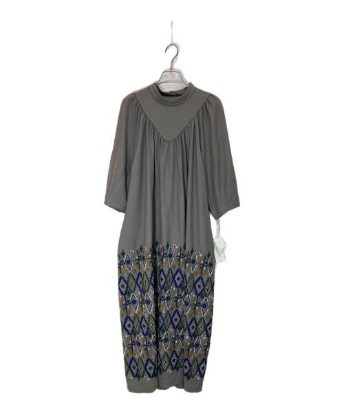 mina perhonen（ミナ ペルホネン）mina perhonen (ミナ ペルホネン) dress -forest diamond- グレー サイズ:SIZE 38の古着・服飾アイテム