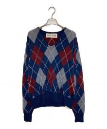 INSCRIRE（アンスクリア）の古着「Argyle Vneck knit」｜ネイビー