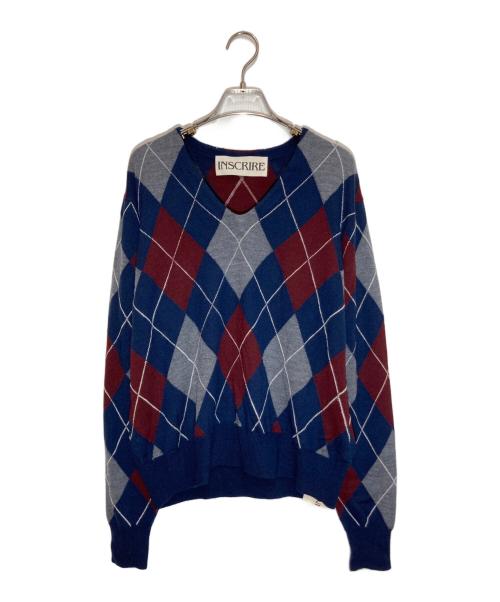 INSCRIRE（アンスクリア）INSCRIRE (アンスクリア) Argyle Vneck knit ネイビー サイズ:SIZE Free 未使用品の古着・服飾アイテム