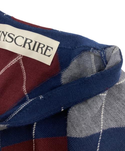INSCRIRE（アンスクリア）INSCRIRE (アンスクリア) Argyle Vneck knit ネイビー サイズ:SIZE Free 未使用品の古着・服飾アイテム