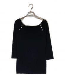 BORDERS at BALCONY（ボーダーズアットバルコニー）の古着「PEARL OFF SHOULDER TOP」｜ブラック