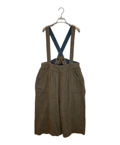 45R（フォーティファイブ・アール）45R (フォーティファイブ・アール) インディゴネルのエプロンジャンパースカート ブラウン サイズ:-の古着・服飾アイテム