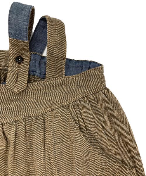 45R（フォーティファイブ・アール）45R (フォーティファイブ・アール) インディゴネルのエプロンジャンパースカート ブラウン サイズ:-の古着・服飾アイテム