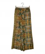 CABANキャバン）の古着「シルク パレルモフラワープリントワイドパンツ」｜イエロー