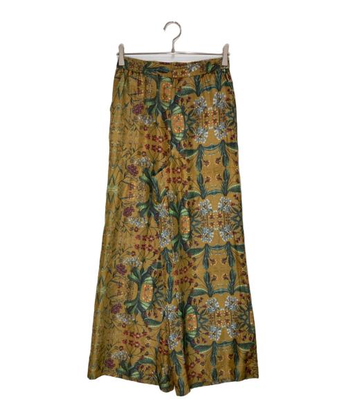 CABAN（キャバン）CABaN (キャバン) シルク パレルモフラワープリントワイドパンツ イエロー サイズ:Sの古着・服飾アイテム