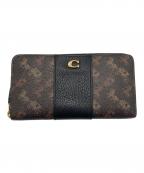 COACHコーチ）の古着「アコーディオン ジップ ウォレット・ホース アンド キャリッジ プリント」｜ブラウン