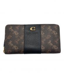 COACH（コーチ）の古着「アコーディオン ジップ ウォレット・ホース アンド キャリッジ プリント」｜ブラウン