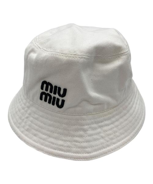 MIU MIU（ミュウミュウ）MIU MIU (ミュウミュウ) バケットハット ホワイト サイズ:Sの古着・服飾アイテム