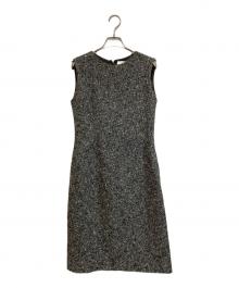 FOXEY（フォクシー）の古着「ビジューツイードノースリーブワンピース」｜グレー