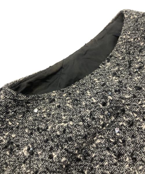 FOXEY（フォクシー）FOXEY (フォクシー) ビジューツイードノースリーブワンピース グレー サイズ:42の古着・服飾アイテム