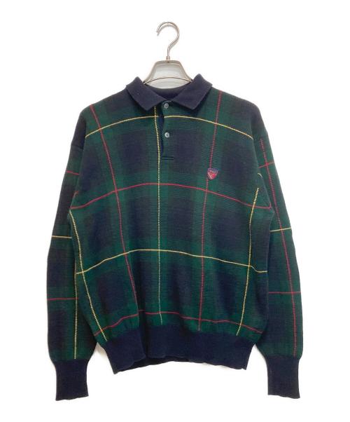 POLO RALPH LAUREN（ポロ・ラルフローレン）POLO RALPH LAUREN (ポロ・ラルフローレン) 襟付ニット ネイビー×グリーン サイズ:Lの古着・服飾アイテム