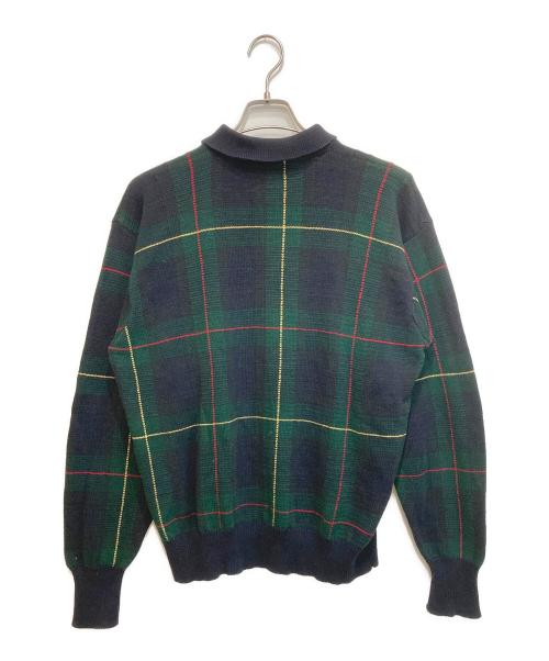 POLO RALPH LAUREN（ポロ・ラルフローレン）POLO RALPH LAUREN (ポロ・ラルフローレン) 襟付ニット ネイビー×グリーン サイズ:Lの古着・服飾アイテム