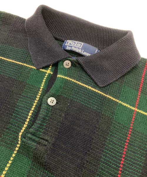POLO RALPH LAUREN（ポロ・ラルフローレン）POLO RALPH LAUREN (ポロ・ラルフローレン) 襟付ニット ネイビー×グリーン サイズ:Lの古着・服飾アイテム