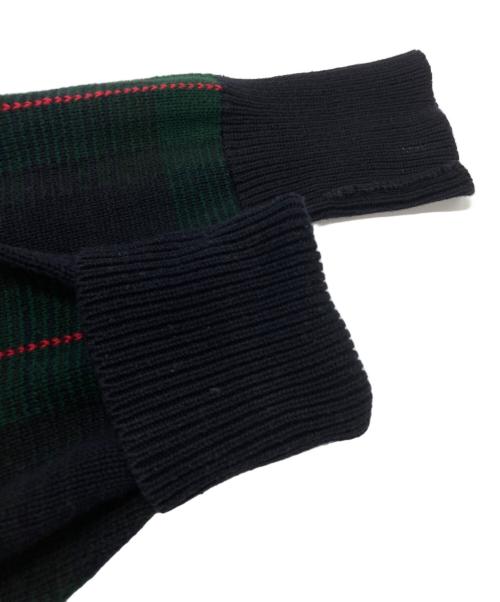 POLO RALPH LAUREN（ポロ・ラルフローレン）POLO RALPH LAUREN (ポロ・ラルフローレン) 襟付ニット ネイビー×グリーン サイズ:Lの古着・服飾アイテム