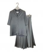 foufouフーフー）の古着「open collar satin blouse / satin flair skirt」｜グリーン