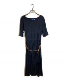BLUE LABEL CRESTBRIDGE（ブルーレーベルクレストブリッジ）の古着「ノヴァチェックベルトワンピース」｜ネイビー