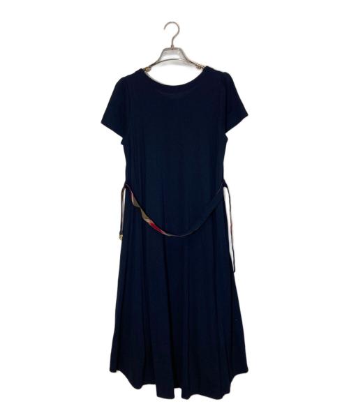 BLUE LABEL CRESTBRIDGE（ブルーレーベルクレストブリッジ）BLUE LABEL CRESTBRIDGE (ブルーレーベルクレストブリッジ) ノバチェックベルトワンピース ネイビー サイズ:38の古着・服飾アイテム