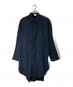 ISSEY MIYAKEイッセイミヤケ）の古着「レギュラーカラーロングコットンシャツ」｜ネイビー