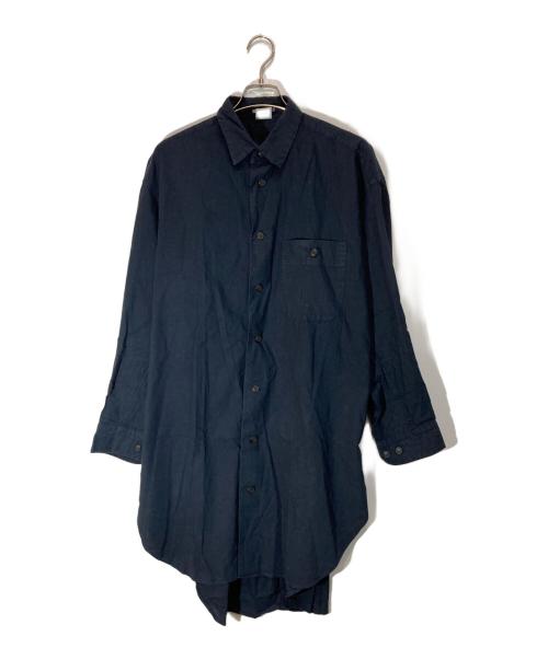 ISSEY MIYAKE（イッセイミヤケ）ISSEY MIYAKE (イッセイミヤケ) レギュラーカラーロングコットンシャツ ネイビー サイズ:SIZE Mの古着・服飾アイテム
