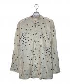 ISSEY MIYAKE COTTON LABELイッセイミヤケ コットンレーベル）の古着「スタンドカラーシャツ」｜ベージュ×ブラック