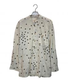 ISSEY MIYAKE COTTON LABEL（イッセイミヤケ コットンレーベル）の古着「スタンドカラーシャツ」｜ベージュ×ブラック