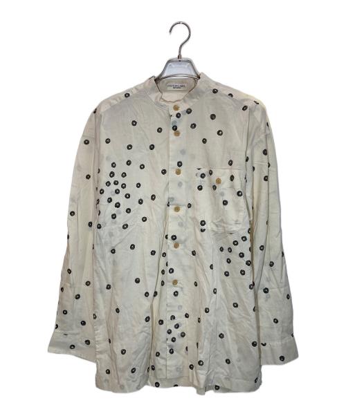 ISSEY MIYAKE COTTON LABEL（イッセイミヤケ コットンレーベル）ISSEY MIYAKE COTTON LABEL (イッセイミヤケ コットンレーベル) スタンドカラーシャツ ベージュ×ブラック サイズ:3の古着・服飾アイテム