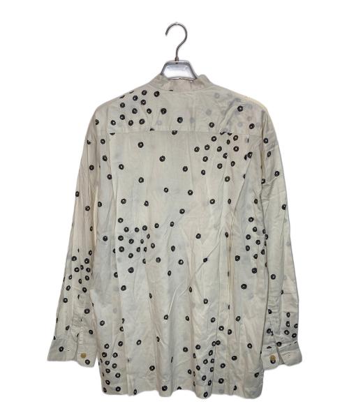 ISSEY MIYAKE COTTON LABEL（イッセイミヤケ コットンレーベル）ISSEY MIYAKE COTTON LABEL (イッセイミヤケ コットンレーベル) スタンドカラーシャツ ベージュ×ブラック サイズ:3の古着・服飾アイテム