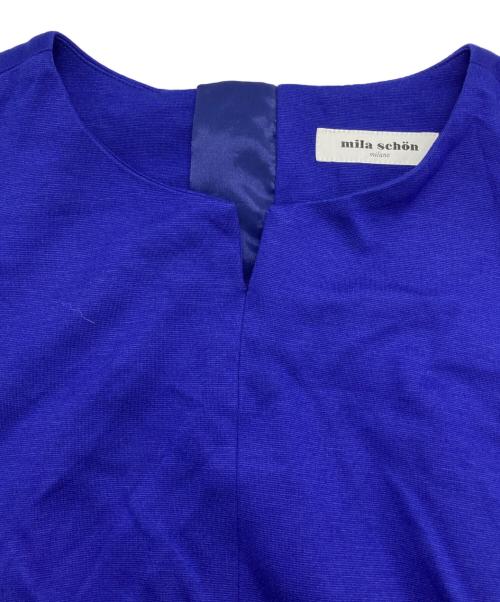 mila schon（ミラ ショーン）Mila Schon (ミラ ショーン) ヴィスコースレーヨン ストレッチワンピース ブルー サイズ:40の古着・服飾アイテム