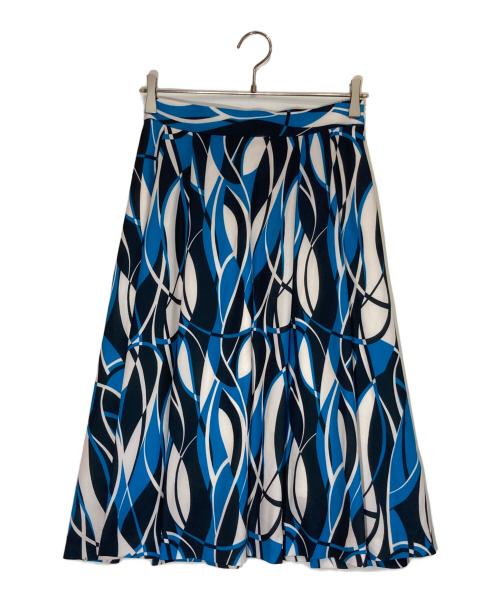 NARA CAMICIE（ナラカミーチェ）NARA CAMICIE (ナラカミーチェ) ウェーブ幾何プリント半袖ブラウスセットアップ ブルー サイズ:2の古着・服飾アイテム