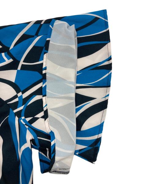 NARA CAMICIE（ナラカミーチェ）NARA CAMICIE (ナラカミーチェ) ウェーブ幾何プリント半袖ブラウスセットアップ ブルー サイズ:2の古着・服飾アイテム
