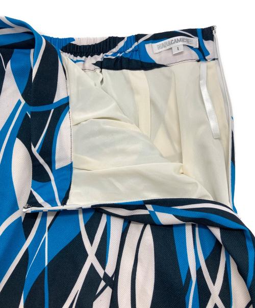 NARA CAMICIE（ナラカミーチェ）NARA CAMICIE (ナラカミーチェ) ウェーブ幾何プリント半袖ブラウスセットアップ ブルー サイズ:2の古着・服飾アイテム