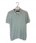 LAUREN RALPH LAURENローレンラルフローレン）の古着「Pointelle Knit Cotton Blend Polo Sweater」｜ブルー