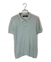 LAUREN RALPH LAUREN（ローレンラルフローレン）の古着「Pointelle Knit Cotton Blend Polo Sweater」｜ブルー