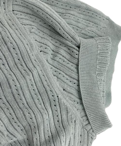 LAUREN RALPH LAUREN（ローレンラルフローレン）LAUREN RALPH LAUREN (ローレンラルフローレン) Pointelle Knit Cotton Blend Polo Sweater ブルー サイズ:Lの古着・服飾アイテム