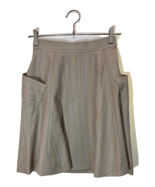 Vivienne Westwood RED LABEL（ヴィヴィアンウエストウッドレッドレーベル）Vivienne Westwood RED LABEL (ヴィヴィアンウエストウッドレッドレーベル) オーブボタンストライプスカート グレー×ネイビー サイズ:-の古着・服飾アイテム