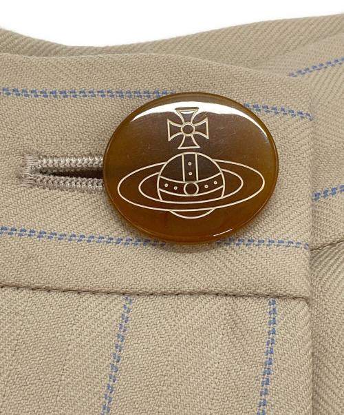 Vivienne Westwood RED LABEL（ヴィヴィアンウエストウッドレッドレーベル）Vivienne Westwood RED LABEL (ヴィヴィアンウエストウッドレッドレーベル) オーブボタンストライプスカート グレー×ネイビー サイズ:-の古着・服飾アイテム