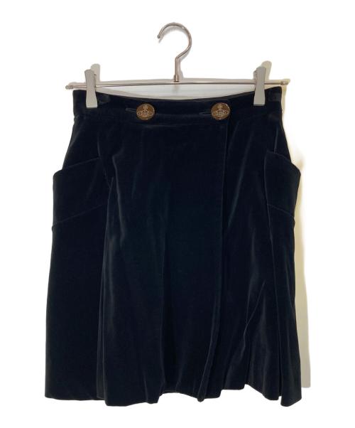 Vivienne Westwood RED LABEL（ヴィヴィアンウエストウッドレッドレーベル）Vivienne Westwood RED LABEL (ヴィヴィアンウエストウッドレッドレーベル) オーブボタンベロアスカート ブラック サイズ:2の古着・服飾アイテム
