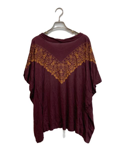 Vivienne Westwood RED LABEL（ヴィヴィアンウエストウッドレッドレーベル）Vivienne Westwood RED LABEL (ヴィヴィアンウエストウッドレッドレーベル) オーブバンダナプリントTシャツ ボルドー サイズ:2の古着・服飾アイテム