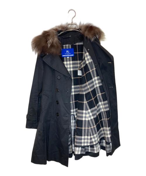 BURBERRY BLUE LABEL（バーバリー ブルー レーベル）BURBERRY BLUE LABEL (バーバリー ブルー レーベル) フォックスファーライナー付トレンチコート ブラック サイズ:38の古着・服飾アイテム